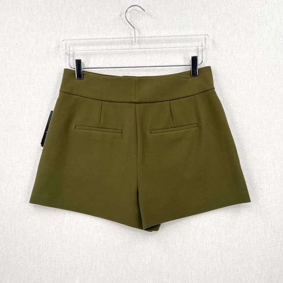 ALICE + OLIVIA Shorts Womens 6 Olive Green Cady High Waist Clean Short NWT - Picture 3 of 16